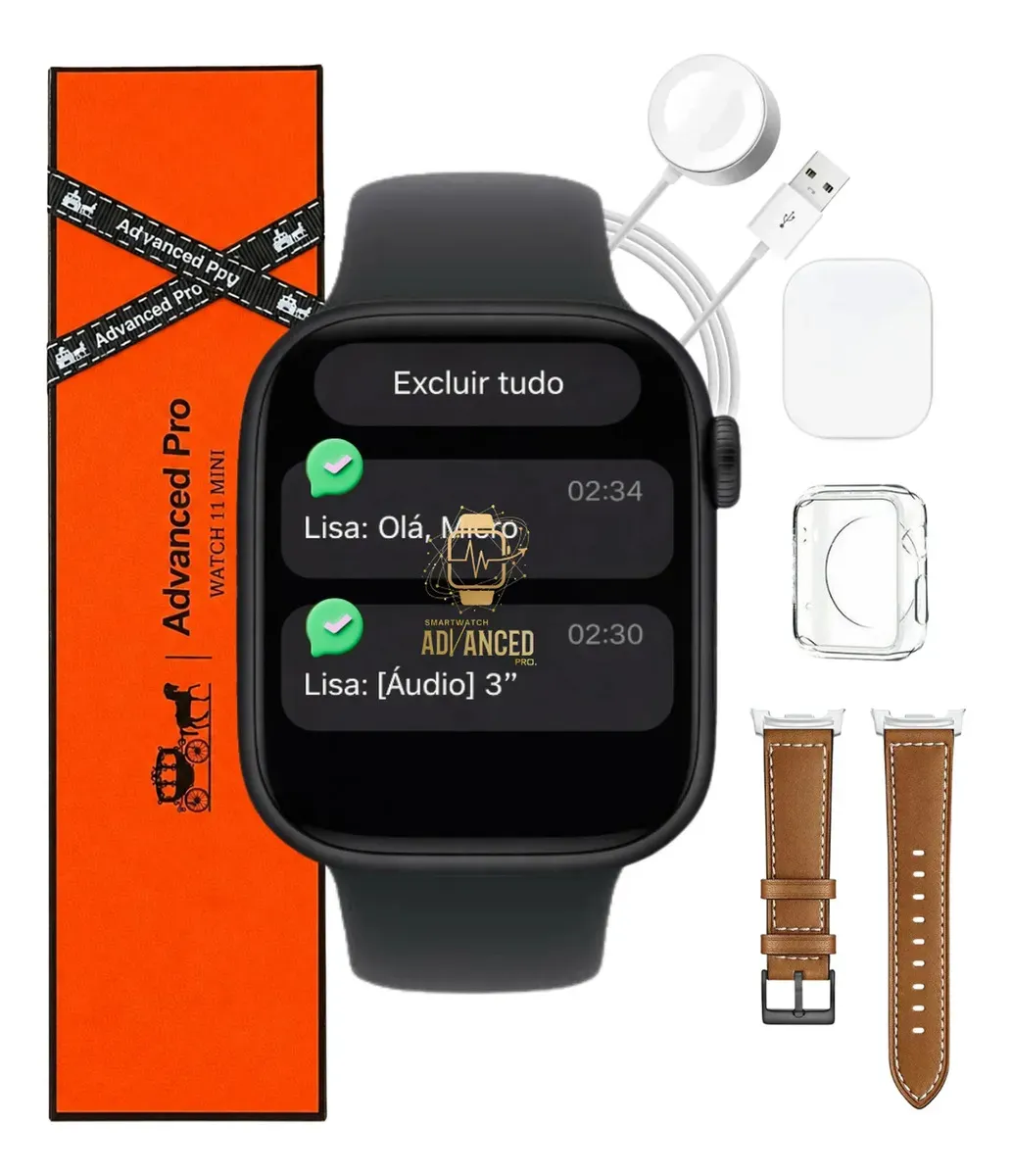 Relógio Smartwatch Microwear W11 Mini Série 11 Chatgpt 42mm Lançamento 2026 Dourado Rose SMARTWATCH ADVANCED PRO
