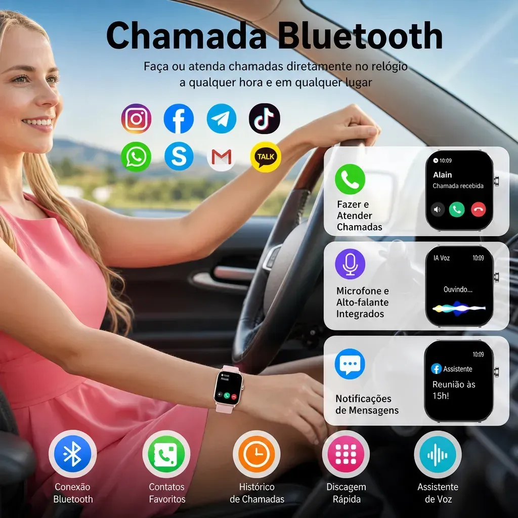 Smartwatch Mertto Smartwatch GPS Bluetooth LC211 tela de 2.01" com pulseira de silicone - cor rosa