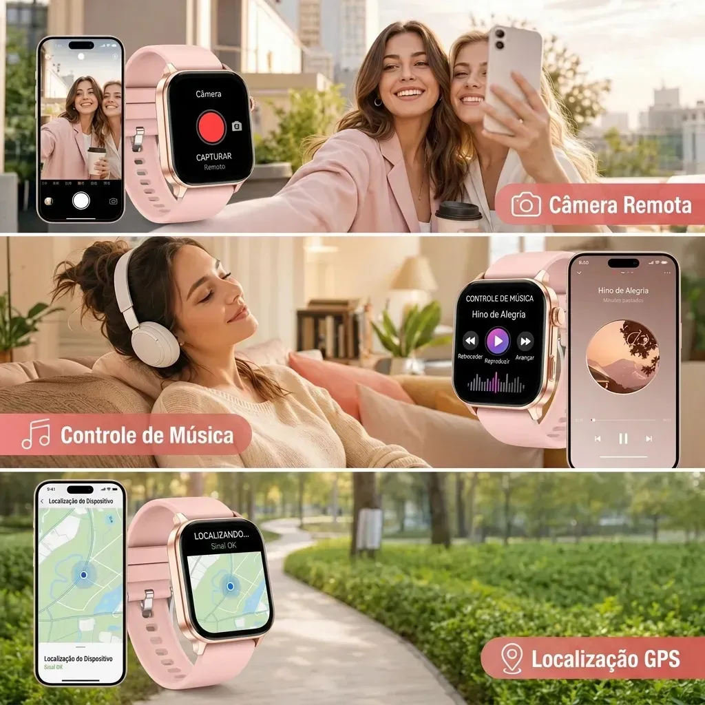 Smartwatch Mertto Smartwatch GPS Bluetooth LC211 tela de 2.01" com pulseira de silicone - cor rosa
