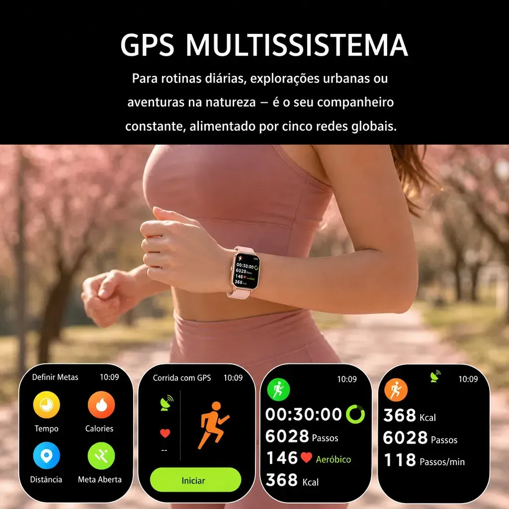Smartwatch Mertto Smartwatch GPS Bluetooth LC211 tela de 2.01" com pulseira de silicone - cor rosa