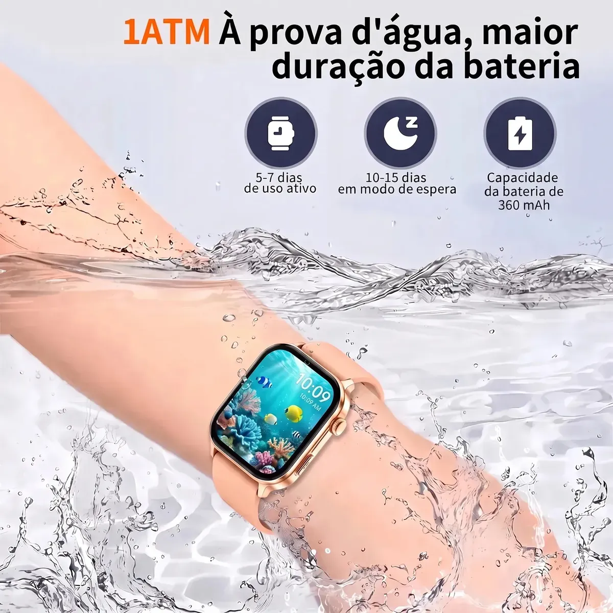 Smartwatch Mertto Smartwatch GPS Bluetooth LC211 tela de 2.01" com pulseira de silicone - cor rosa