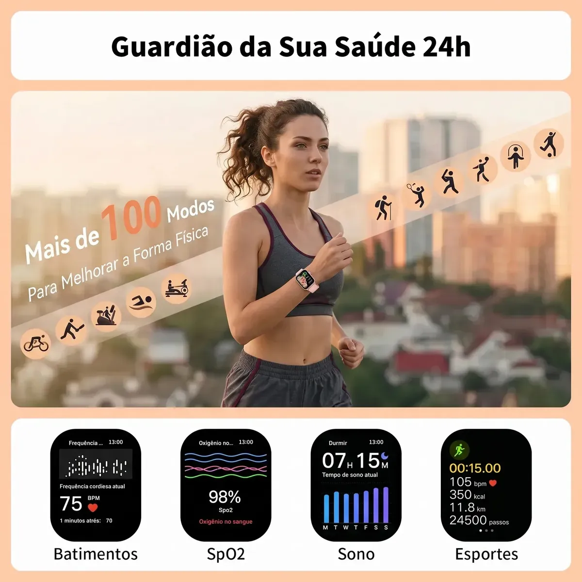 Smartwatch Mertto Smartwatch GPS Bluetooth LC211 tela de 2.01" com pulseira de silicone - cor rosa