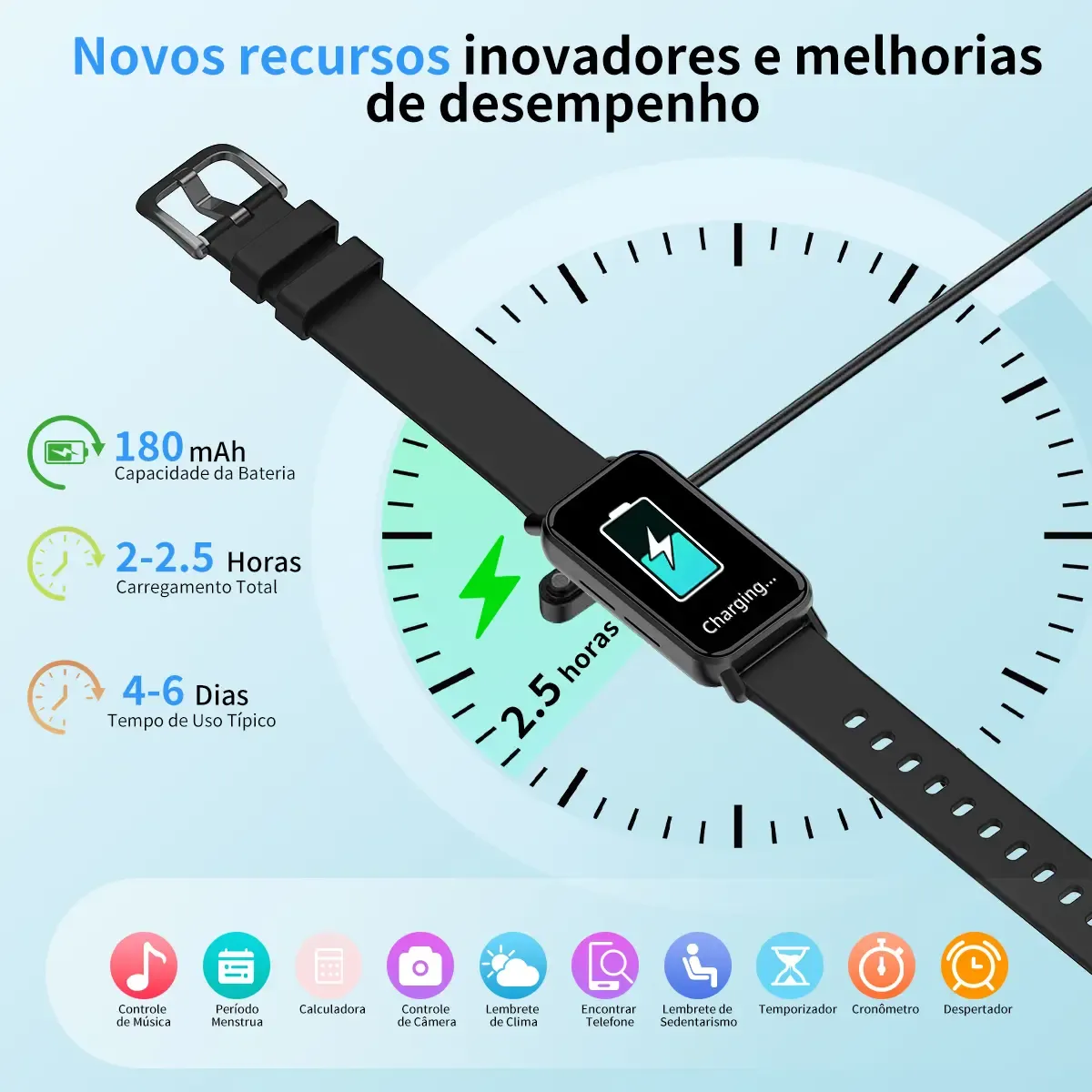 Smartwatch PEJE BAND1 Tela 1.45" TFT IP68 À Prova d&quotÁgua Bluetooth Chamadas 120+ Modos Esportivos Masculino e Feminino para Android iOS