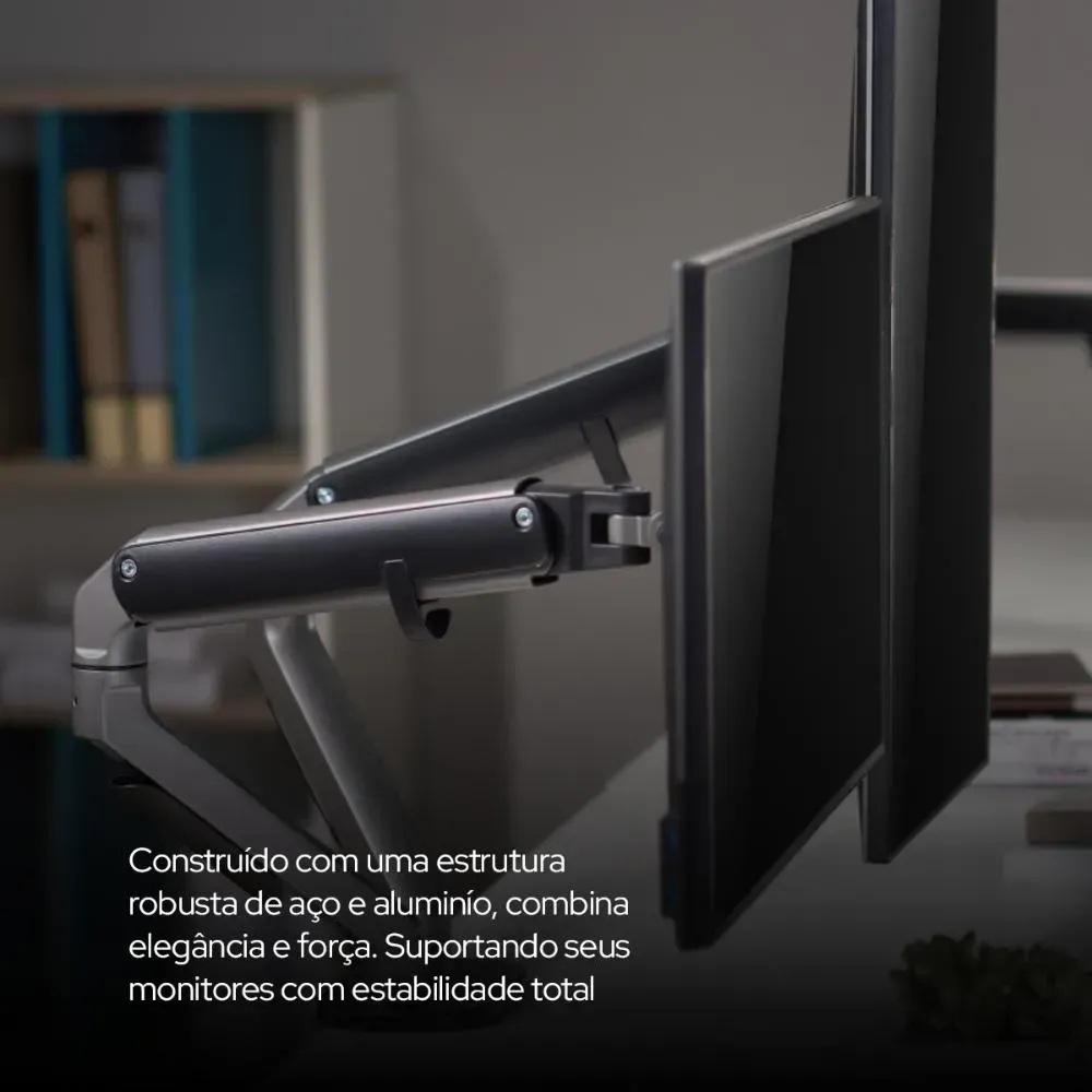 Suporte Monitor Articulado Duplo Elements Axion Preto - R$ 999