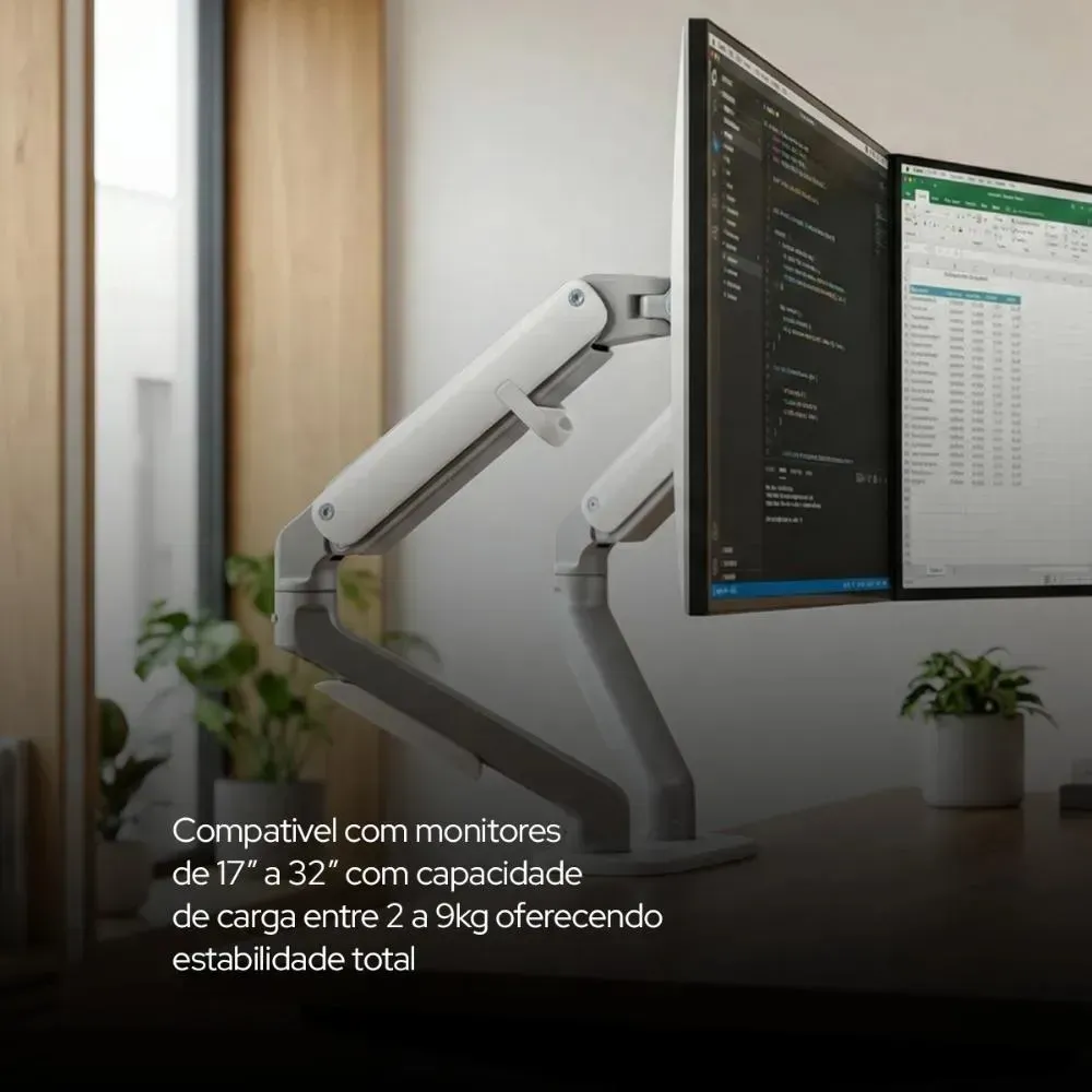 Suporte Monitor Articulado Duplo Elements Axion Preto - R$ 999