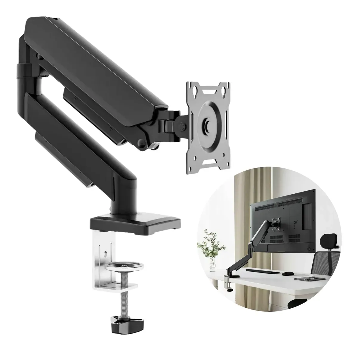 Suporte Para Monitores Articulado De Mesa Pistão A Gás 13-32 - R$ 114,3