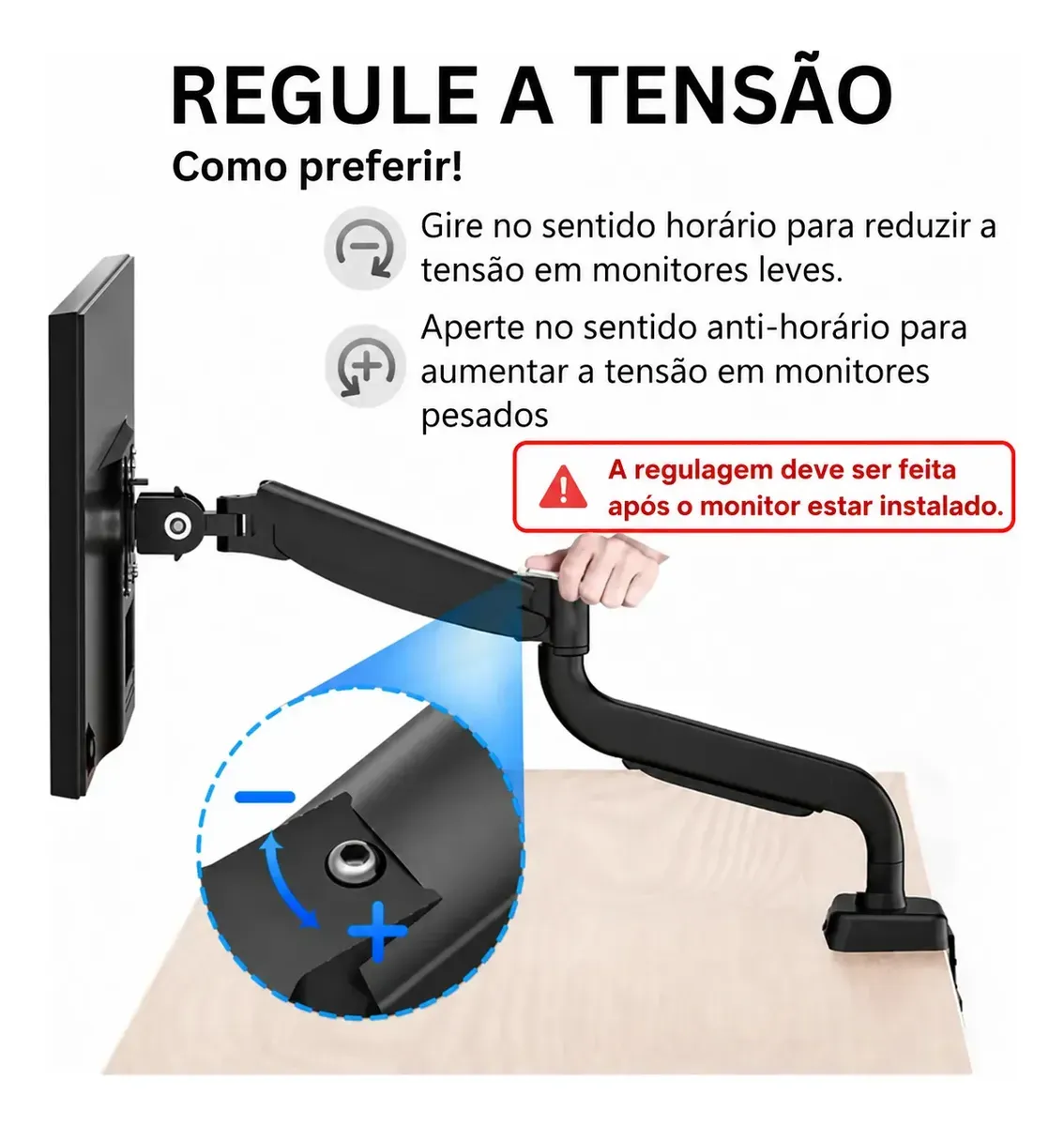 Suporte Para Monitores Articulado De Mesa Pistão A Gás 13-32 - R$ 114,3