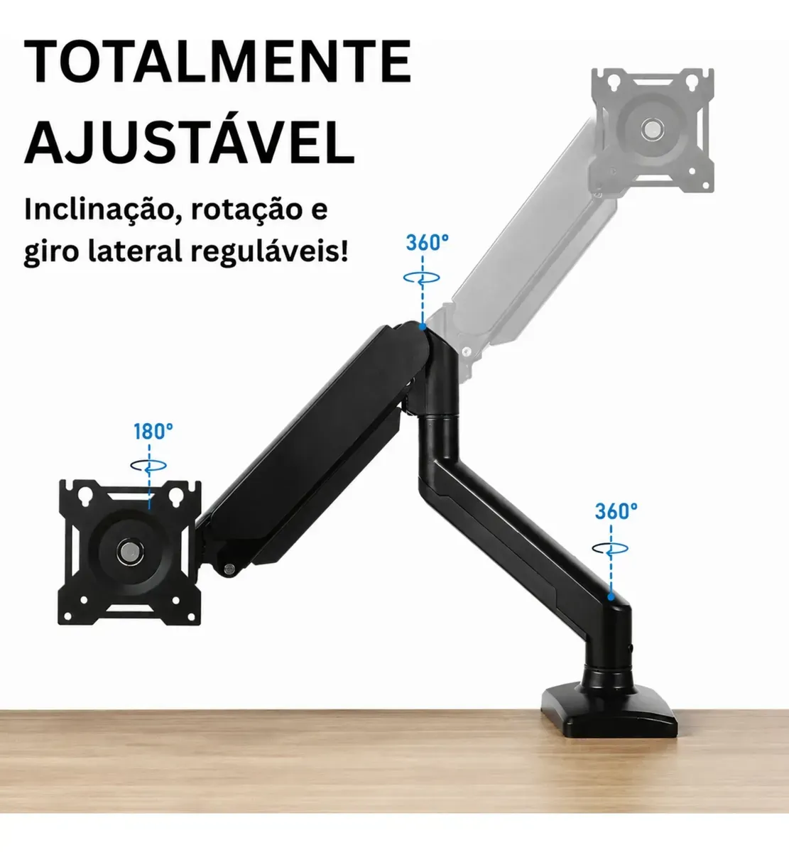 Suporte Para Monitores Articulado De Mesa Pistão A Gás 13-32 - R$ 114,3