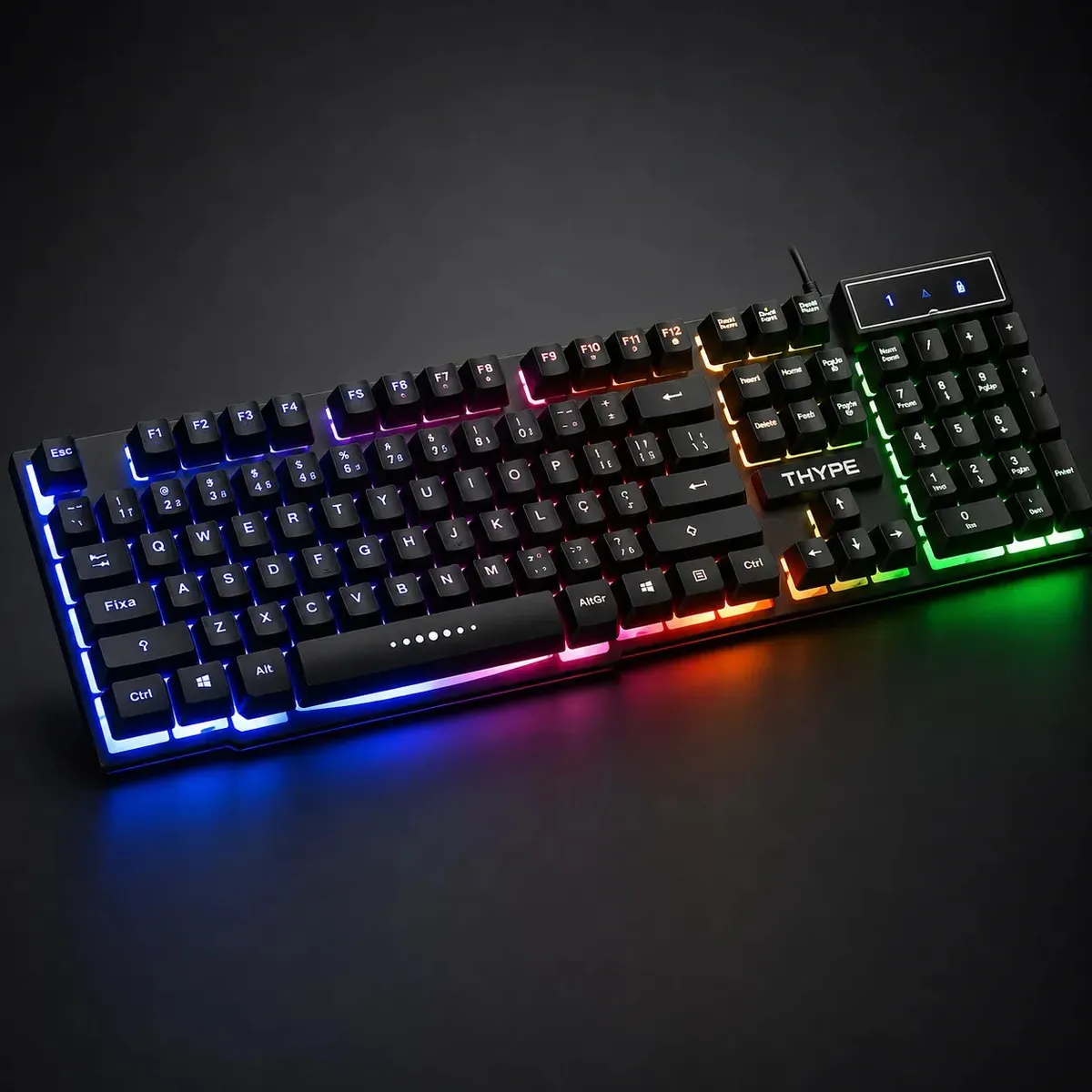 Teclado THYPE semimecânico QWERTY com luz RGB e teclas anti-ghost preto