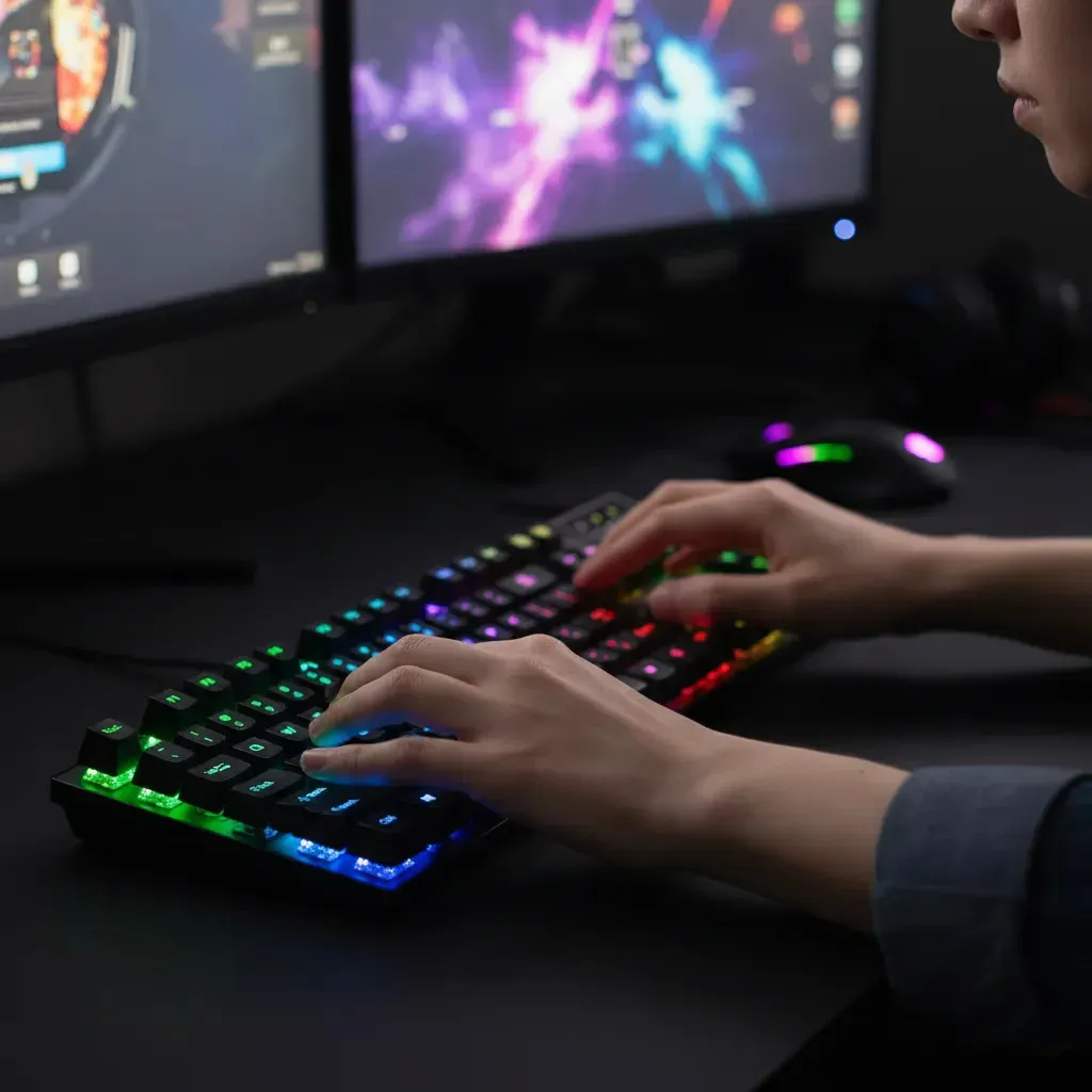 Teclado THYPE semimecânico QWERTY com luz RGB e teclas anti-ghost preto