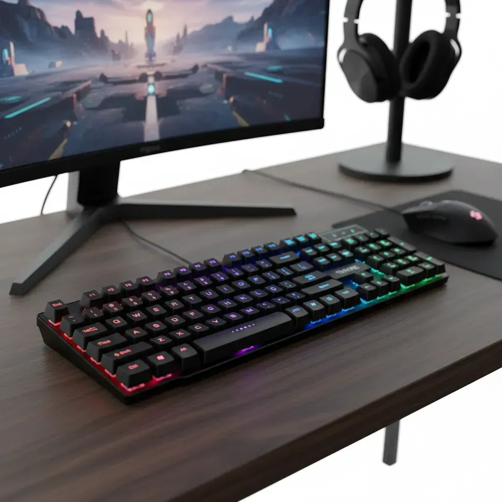 Teclado THYPE semimecânico QWERTY com luz RGB e teclas anti-ghost preto