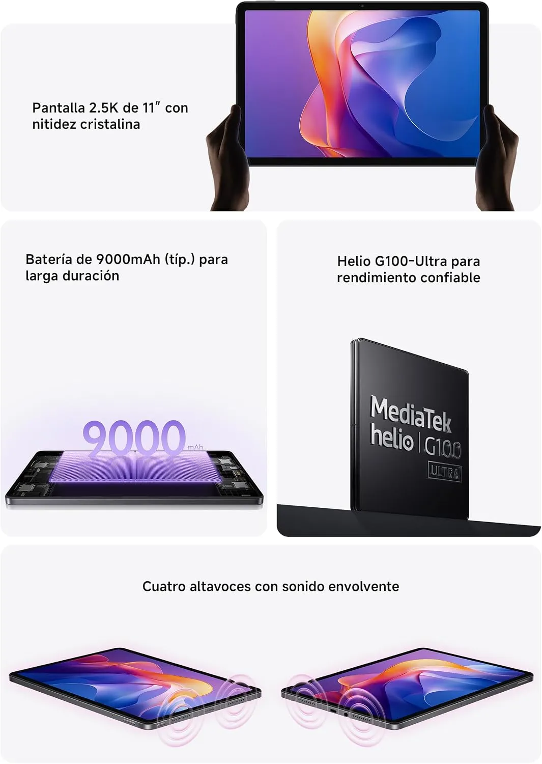 Xiaomi Redmi Pad 2 Apenas WiFi (Sem Chamadas ou Mensagens) 11" 2.5K Octa Core 4 Alto-falantes ROM Global 9000mAh Bluetooth 5.3 8MP Modelo 25040RP0AL (Cinza Grafite, 256GB + 8GB)