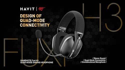 Havit Fone de Ouvido Headset Gamer Fuxi-H3 Black Com Fio e Sem Fio, Wireless 2,4GHz, Bluetooth, Cabo USB-C - Imagem 7