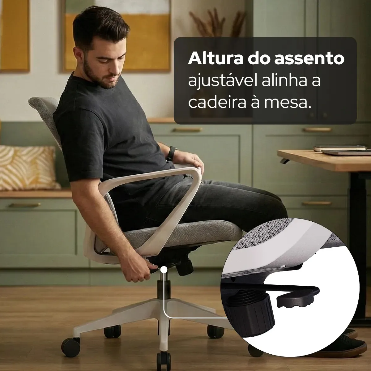Cadeira Ergonômica Elements Lira Cinza - Imagem 4