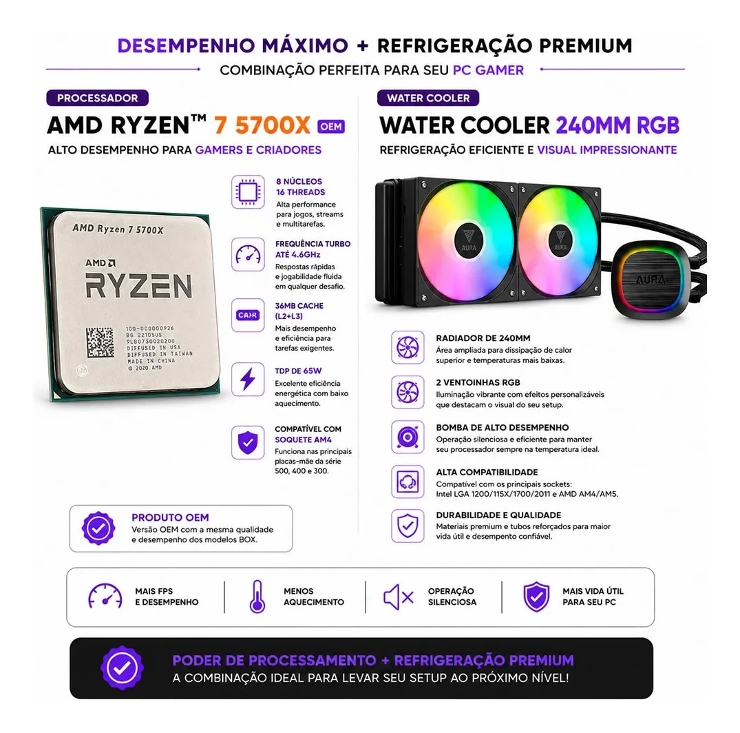 Pc Gamer Lux 7 5700x 16gb 1tb Rtx 5060 Wi-fi - Imagem 3