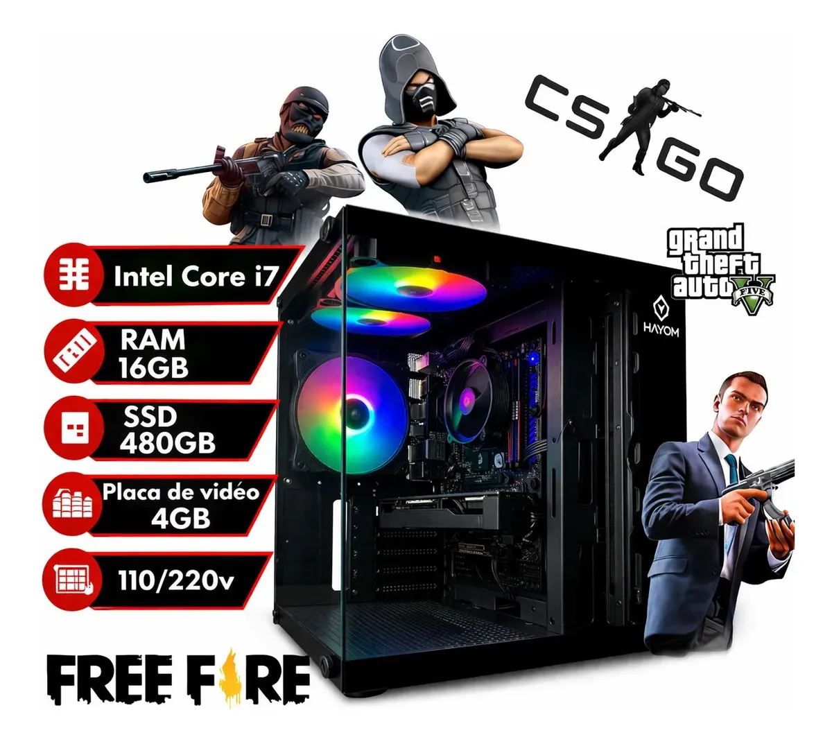 Cpu Gamer Intel Core I7 3.4ghz 16gb Ssd480g 4gb De Video