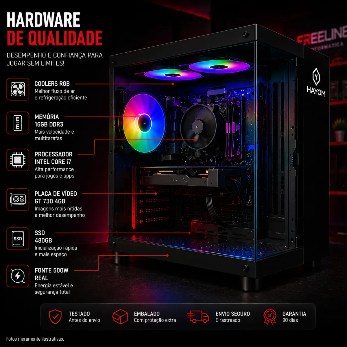 Pc Gamer Completo Core I7 16gb Ssd480g 4gb Vídeo Monitor 20 - Imagem 6