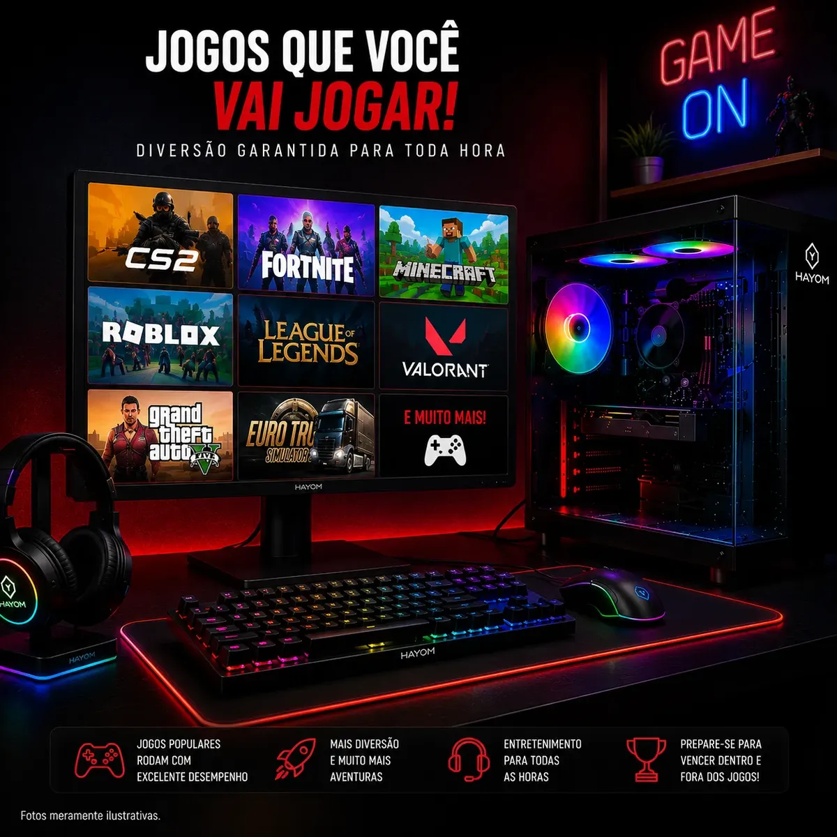 Pc Gamer Completo Core I7 16gb Ssd480g 4gb Vídeo Monitor 20 - Imagem 2
