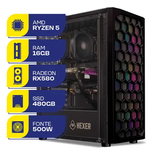 Pc Gamer Mcl, Ryzen 5 4500, Rx 580 8gb, 16gb Ddr4, Ssd 480gb