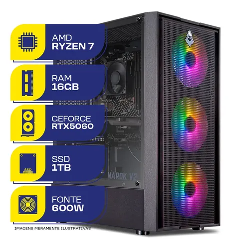 Pc Gamer Mcl, Ryzen 7 5700x, Rtx 5060, 16gb Ddr4, Ssd 1tb