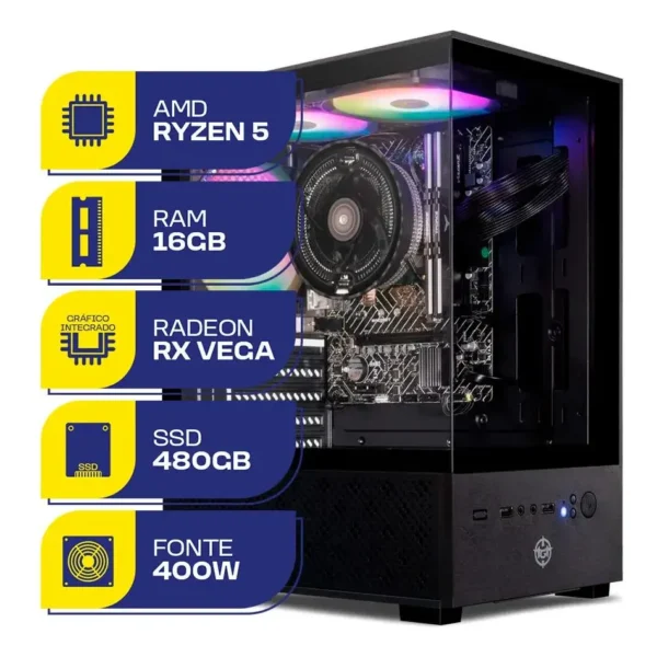 Pc Gamer Mcl, Amd Ryzen 5 3400g, 16gb Ddr4, Ssd 480gb