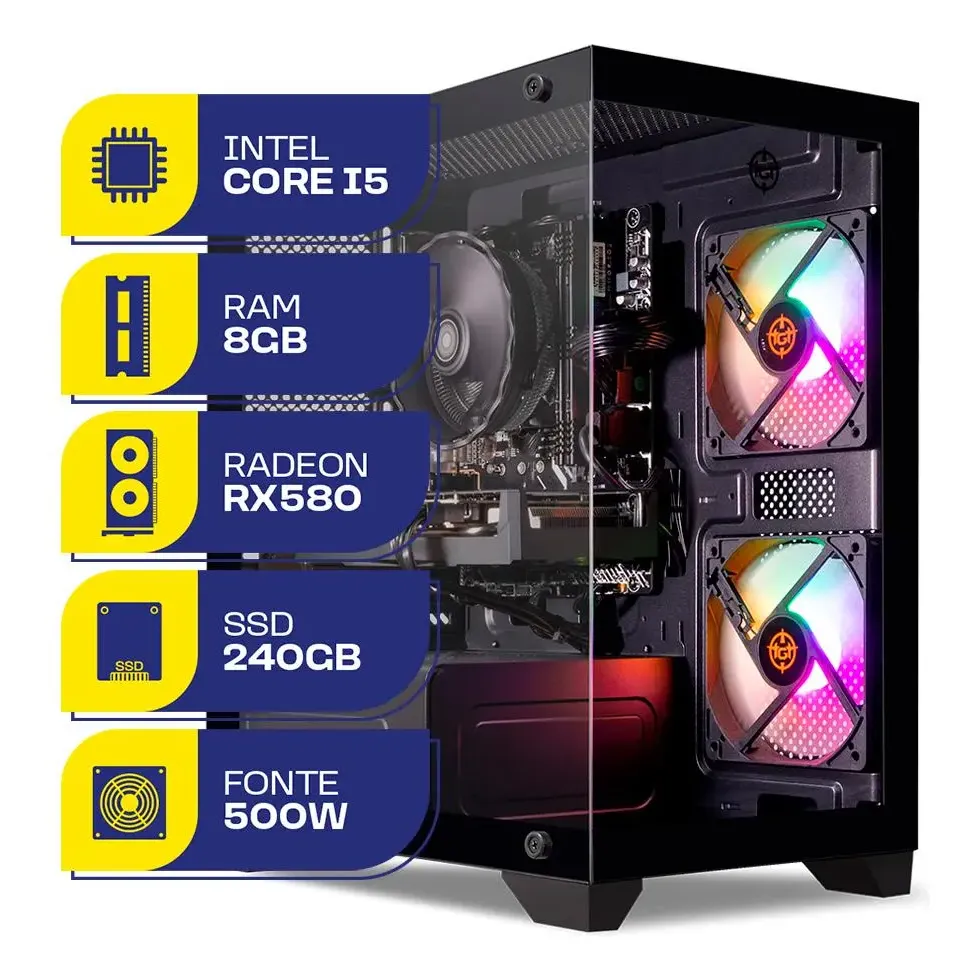 Pc Gamer Mcl, Intel I5, Rx 580 8gb, 8gb De Ram, Ssd 240gb